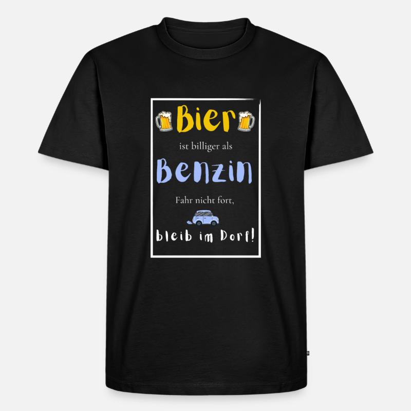 Bier ist billiger als Benzin - Männer Premium Bio T-Shirt - Schwarz