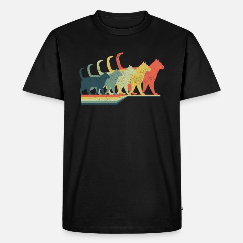 RETRO CAT - Männer Premium Bio T-Shirt - Schwarz