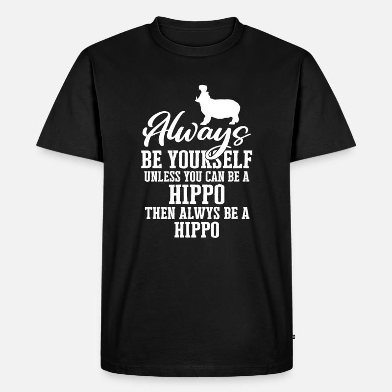 Nilpferd - Männer Premium Bio T-Shirt - Schwarz
