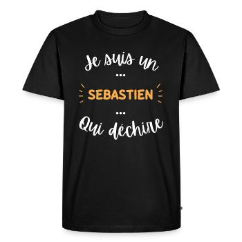 je suis un Sébastien qui déchire - T-shirt Premium bio Homme - noir - Devant - Nico (187cm)