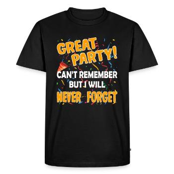Super fête ne peut pas se souvenir mais je n’oublierai jamais - T-shirt Premium bio Homme - noir - Devant - Nico (187cm)