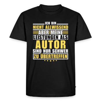 Unmatched Achievement as a Writer - Men's Premium Organic T-Shirt - black - Front - Nico (187cm)