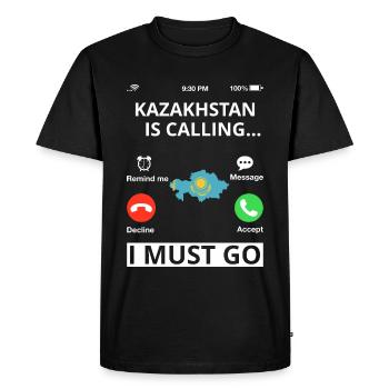 Kazakhstan Flag Kazakhstan Flag Kazakhstan - Men's Premium Organic T-Shirt - black - Front - Nico (187cm)