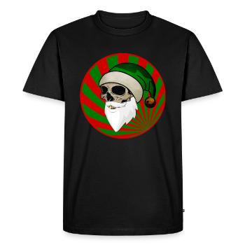 Crâne Père Noël Gnome rouge vert - T-shirt Premium bio Homme - noir - Devant - Nico (187cm)