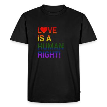 L'amour est un droit humain - T-shirt Premium bio Homme - noir - Devant - Nico (187cm)