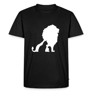 Chat et Lion - T-shirt Premium bio Homme - noir - Devant - Nico (187cm)