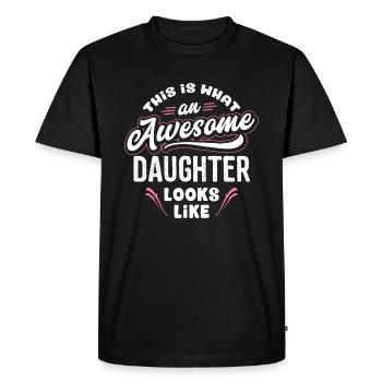 C'est ce à quoi ressemble une fille géniale - T-shirt Premium bio Homme - noir - Devant - Nico (187cm)