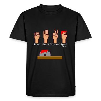 Pierre ciseaux papier scie circulaire menuisier - T-shirt Premium bio Homme - noir - Devant - Nico (187cm)