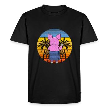 Pig On the Beach Holiday - Men's Premium Organic T-Shirt - black - Front - Nico (187cm)