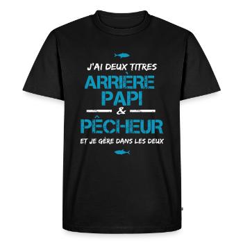 Arrière grand père papi papy pêcheur cadeau - T-shirt Premium bio Homme - noir - Devant - Nico (187cm)
