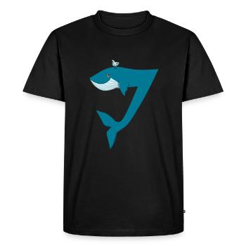 Drôle de baleine anniversaire garçon enfant cadeau 7e 7 fête - T-shirt Premium bio Homme - noir - Devant - Nico (187cm)
