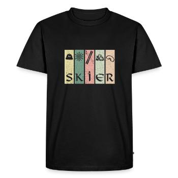 Ski de poudreuse skieur après-ski cadeau - T-shirt Premium bio Homme - noir - Devant - Nico (187cm)