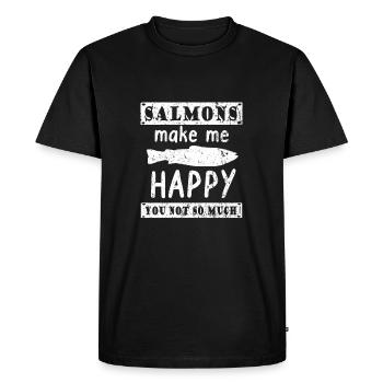 Salmons make me happy layse rêche poisson Norvège - T-shirt Premium bio Homme - noir - Devant - Nico (187cm)