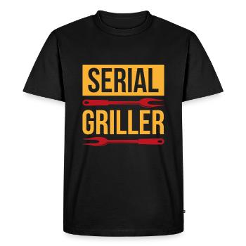 Serial griller gift BBQ Grilling Chef - Men's Premium Organic T-Shirt - black - Front - Nico (187cm)