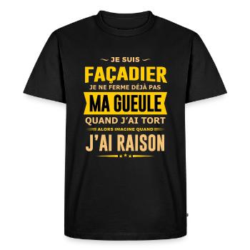 Façadier humour qui ne ferme pas sa gueule - T-shirt Premium bio Homme - noir - Devant - Nico (187cm)