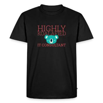 « Consultant informatique Koalafied | Consultant en TI » - T-shirt Premium bio Homme - noir - Devant - Nico (187cm)