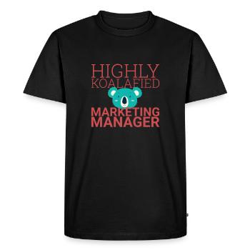 "Marketing Manager Koalafied | Marketing" - Men's Premium Organic T-Shirt - black - Front - Nico (187cm)