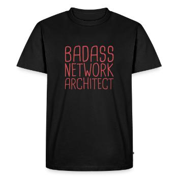 « Architecte réseau Badass | Réseau » - T-shirt Premium bio Homme - noir - Devant - Nico (187cm)