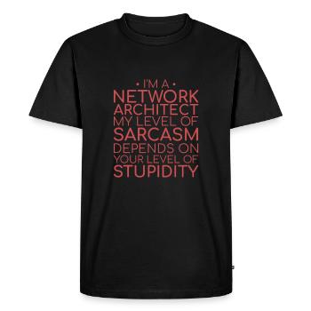 "Network Architect Sarcasm | Network" - Men's Premium Organic T-Shirt - black - Front - Nico (187cm)