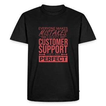 « Support client | parfaite Gestion des services » - T-shirt Premium bio Homme - noir - Devant - Nico (187cm)