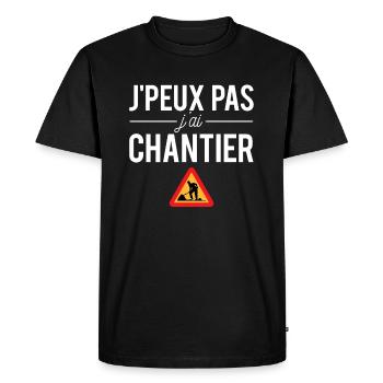 J'peux Pas J'ai Chantier Construction Bâtiment - T-shirt Premium bio Homme - noir - Devant - Nico (187cm)