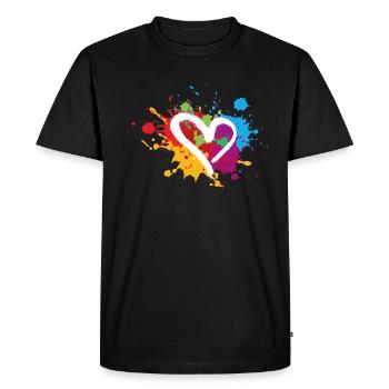 Coeur,Coloré,Blobs,Taches de couleur,Coloré - T-shirt Premium bio Homme - noir - Devant - Nico (187cm)