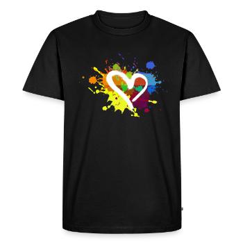 Coeur,Coloré,Blobs,Taches de couleur,Coloré - T-shirt Premium bio Homme - noir - Devant - Nico (187cm)