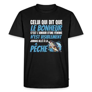 jamais allé à la pêche - T-shirt Premium bio Homme - noir - Devant - Nico (187cm)
