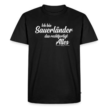 Sauerland - Edition das rechtfertigt Alles - Männer Premium Bio T-Shirt - Schwarz - Vorne - Nico (187cm)