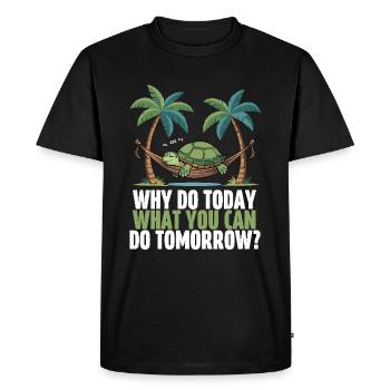 Relaxed like a turtle - Men's Premium Organic T-Shirt - black - Front - Nico (187cm)
