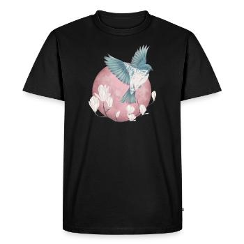 Oiseau et lune - T-shirt Premium bio Homme - noir - Devant - Nico (187cm)