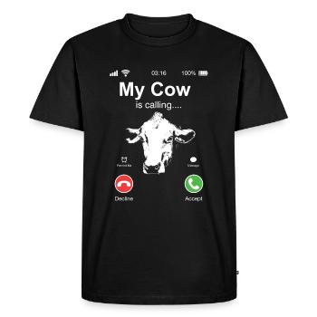 Ma vache appelle le t-shirt animalier - T-shirt Premium bio Homme - noir - Devant - Nico (187cm)