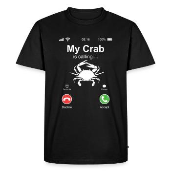 Mon crabe fait appel à une pince pour cancer au téléphone - T-shirt Premium bio Homme - noir - Devant - Nico (187cm)