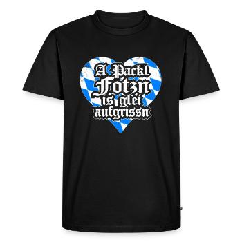 A Packl Fotzn Geschenk Dialekt Bayern lustig Herz - Männer Premium Bio T-Shirt - Schwarz - Vorne - Nico (187cm)