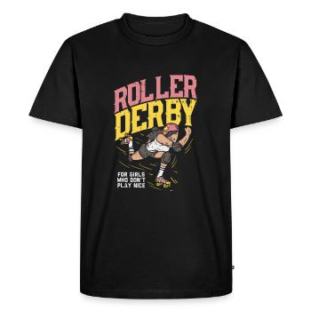 Roller derby sport t-shirt women fight strength - Men's Premium Organic T-Shirt - black - Front - Nico (187cm)