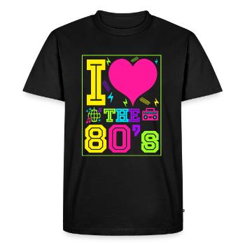 J'adore le cadeau années 80 rétro des années 80 - T-shirt Premium bio Homme - noir - Devant - Nico (187cm)