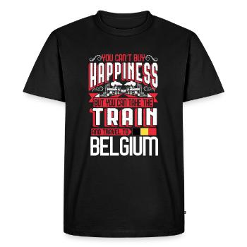 Train pour le train de vacances en Belgique - T-shirt Premium bio Homme - noir - Devant - Nico (187cm)