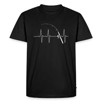 Fischen Herzschlag Geschenk Hobby Fisch Angel - Men's Premium Organic T-Shirt - black - Front - Nico (187cm)