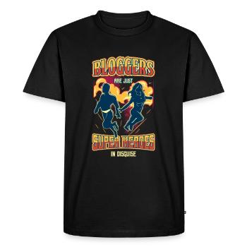 Superhero Blogger T-Shirt Voyage de style Internet - T-shirt Premium bio Homme - noir - Devant - Nico (187cm)