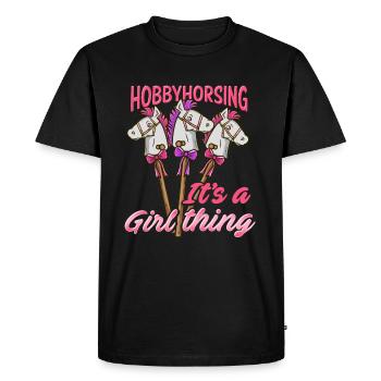 Hobby listening T-shirt hobby rider pony - Men's Premium Organic T-Shirt - black - Front - Nico (187cm)
