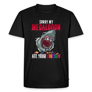 Megalodon T-Shirt Licorne Fossiles de Dino Primitif - T-shirt Premium bio Homme - noir - Devant - Nico (187cm)