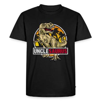 Uncle Dinosaur T-Shirt Family Prehistoric - Men's Premium Organic T-Shirt - black - Front - Nico (187cm)