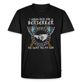 Tee shirt Fils de Viking Hache de berserker combattant la fierté - T-shirt Premium bio Homme - noir - Devant - Nico (187cm)
