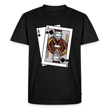 Blackjack Spades Ass Jacks T-Shirt Cards Argent du Poker - T-shirt Premium bio Homme - noir - Devant - Nico (187cm)