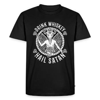 Hail Satan T-Shirt Whiskey Alcohol devil intoxication - Men's Premium Organic T-Shirt - black - Front - Nico (187cm)