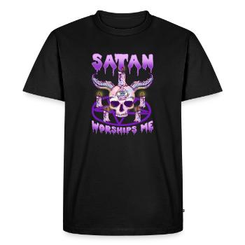 Pink Goth T-Shirt for Satanists I Satan - Men's Premium Organic T-Shirt - black - Front - Nico (187cm)