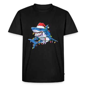 Santa Shark Christmas Lights - Men's Premium Organic T-Shirt - black - Front - Nico (187cm)
