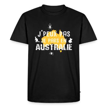 J'peux pas je pars en Australie cadeau drôle - T-shirt Premium bio Homme - noir - Devant - Nico (187cm)