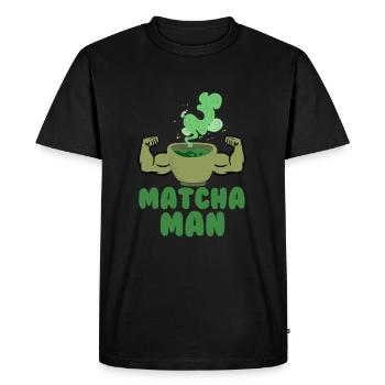 Matcha Man Funny Gift Feuilles de thé vert - T-shirt Premium bio Homme - noir - Devant - Nico (187cm)