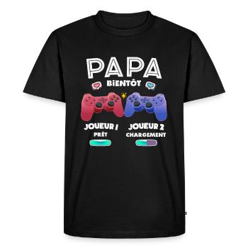 Papa Bientôt Annonce Grossesse Futur Père Gamer - T-shirt Premium bio Homme - noir - Devant - Nico (187cm)